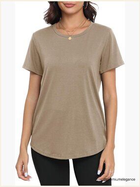 Loose Fit Short Sleeve Tunic Tops Flowy Casual Tee